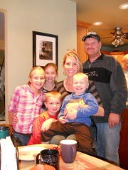 Xmas Day 2011 at George's: Chrissy, Chad & kids.